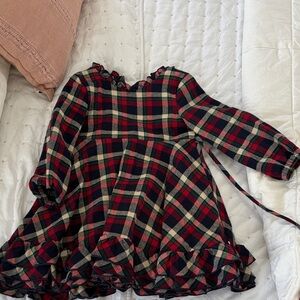 Plaid Long Sleeve Kids Dress